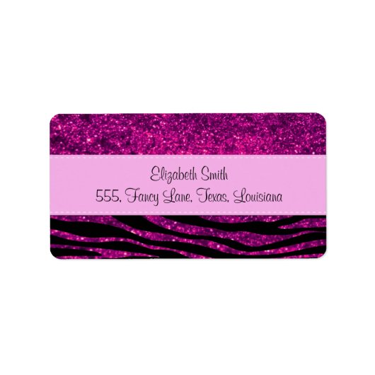 Roze Zebra, glitter Zebra, Zebra Print, Stripes Etiket (Voorkant)