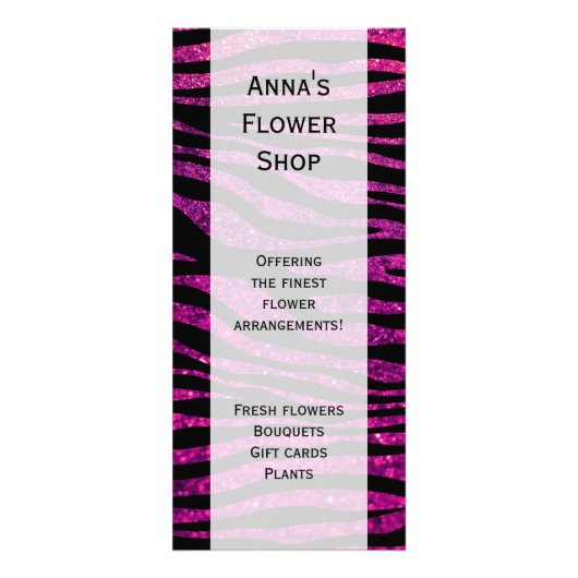 Roze Zebra, glitter Zebra, Zebra Print, Stripes Reclamekaart (Voorkant)