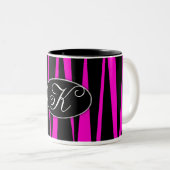 Roze Zebra Initiaal Monogrammed Coffee Mok (Voorkant rechts)