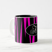 Roze Zebra Initiaal Monogrammed Coffee Mok (Voorkant links)