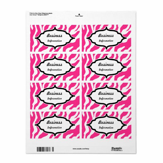  roze Zebra labels (Full Sheet)