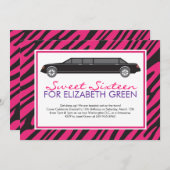 Roze Zebra Limousine Uitnodigingen (Voorkant / Achterkant)