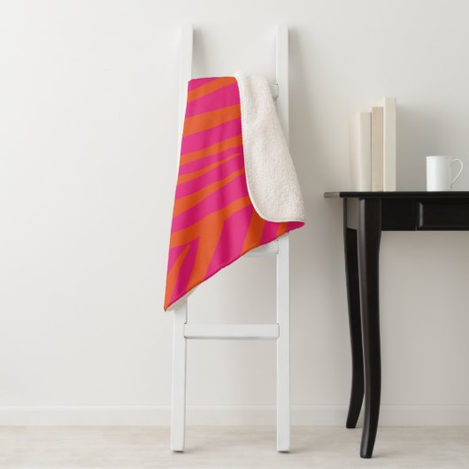 Roze Zebra Pattern Sherpa Deken (In situ)