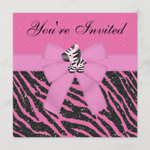 Roze Zebra, prinses Crowns & Animal Print Glitter Kaart