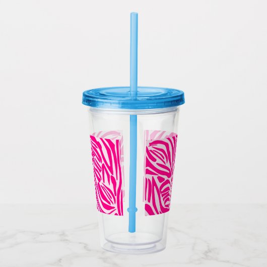 Roze zebra print acryl drinkbeker (Rechts)
