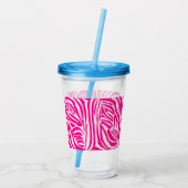 Roze zebra print acryl drinkbeker (Achterkant)