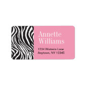 Roze & Zebra Print Adresetiketten Etiket (Voorkant)
