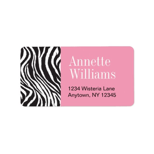 Roze & Zebra Print Adresetiketten Etiket (Voorkant)