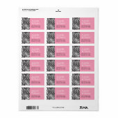 Roze & Zebra Print Adresetiketten Etiket (Full Sheet)