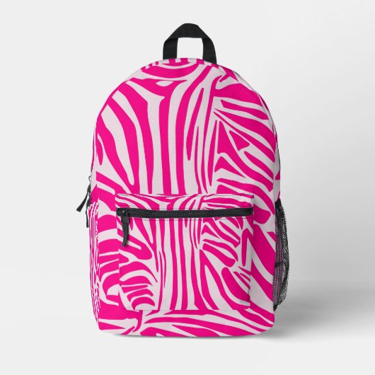 Roze zebra print bedrukte rugzak (Voorkant)