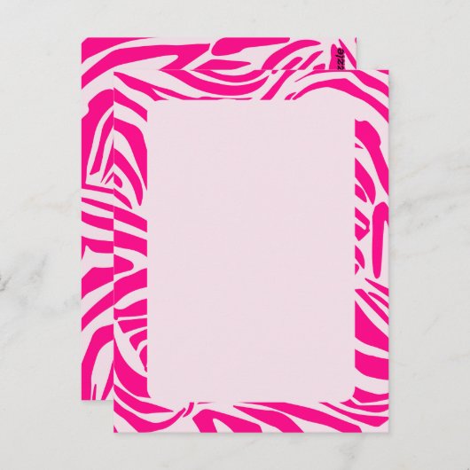 Roze zebra print briefkaart (Voorkant / Achterkant)