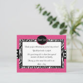 Roze Zebra Print Dank u Briefkaart (Staand voorkant)
