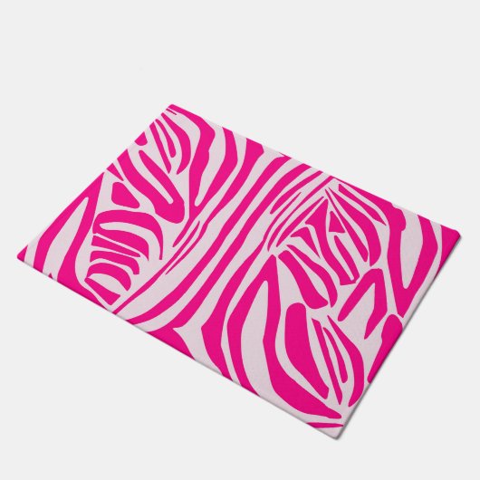 Roze zebra print deurmat (Schuin)