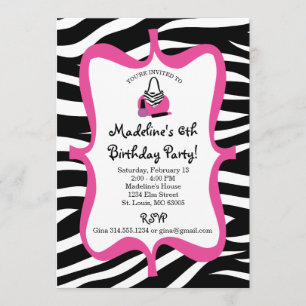 Roze Zebra Print Diva Spa Birthday Kaart