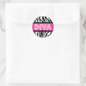 Roze & Zebra Print DIVA Typografie Party Sticker (Tas)