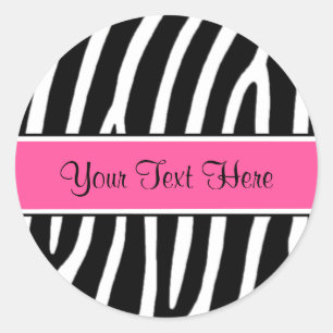Roze Zebra Print Gepersonaliseerde Stickers