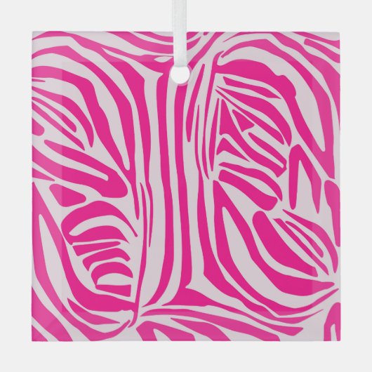 Roze zebra print glas ornament (Voorkant)