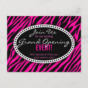 Roze Zebra Print Hair Salon Grand Opening Briefkaart