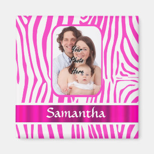 Roze zebra print magneet