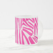 Roze zebra print matglas koffiemok (Voorkant rechts)