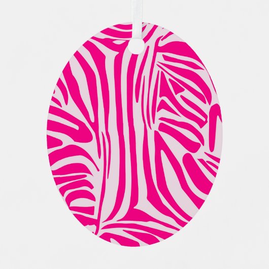 Roze zebra print metalen ornament (Voorkant)