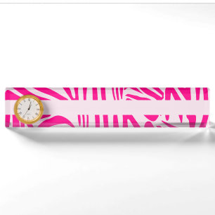 Roze zebra print naambordje