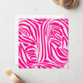 Roze zebra print notitiekaartje (Voorkant / Achterkant in situ)