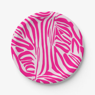 Roze zebra print papieren bordje