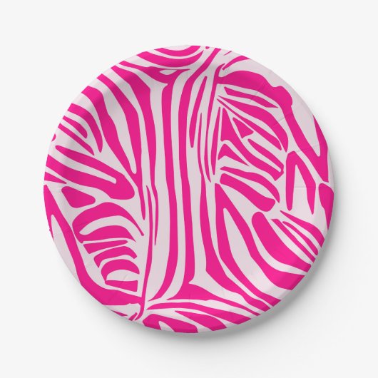 Roze zebra print papieren bordje (Voorkant)