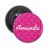 Roze zebra print patroon  button flesopener (Voorkant)