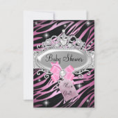 Roze Zebra Print & Princess Tiara Baby shower Kaart (Voorkant)