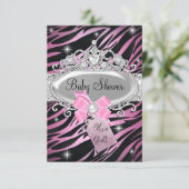 Roze Zebra Print & Princess Tiara Baby shower Kaart (Staand voorkant)