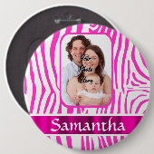 Roze zebra print ronde button 6,0 cm (Voorkant /achterkant)