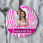 Roze zebra print ronde button 6,0 cm (In situ)