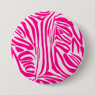 Roze zebra print ronde button 7,6 cm