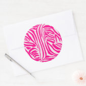 Roze zebra print ronde sticker (Envelop)