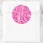 Roze zebra print ronde sticker (Tas)