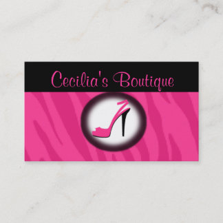 Roze Zebra Print Shoe Boutique Visitekaartje