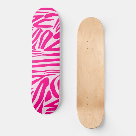 Roze zebra print skateboard (Voorkant)
