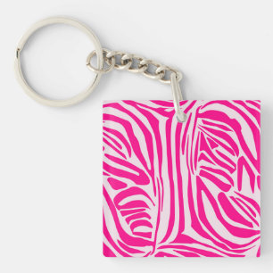 Roze zebra print sleutelhanger