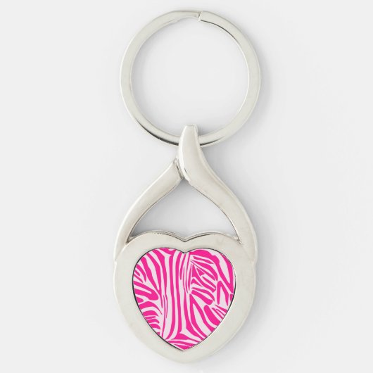 Roze zebra print sleutelhanger (Voorkant)