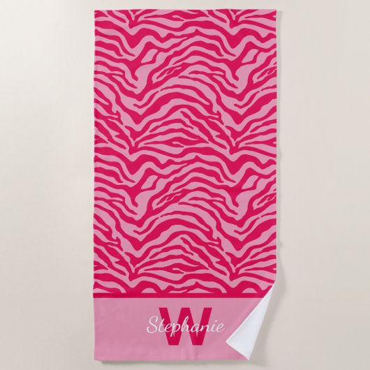 Roze Zebra print Strandlaken (Voorkant)