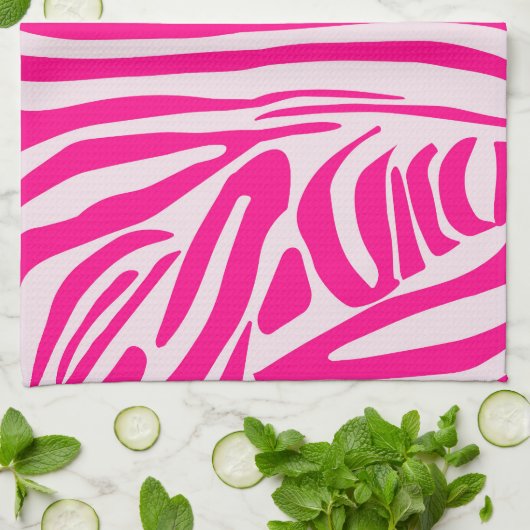 Roze zebra print theedoek (Gevouwen)