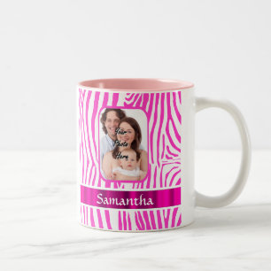 Roze zebra print tweekleurige koffiemok