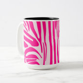 Roze zebra print tweekleurige koffiemok (Voorkant links)