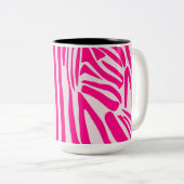 Roze zebra print tweekleurige koffiemok (Voorkant rechts)