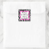 Roze Zebra Print Verjaardagsfeestje Favor Vierkante Sticker (Tas)