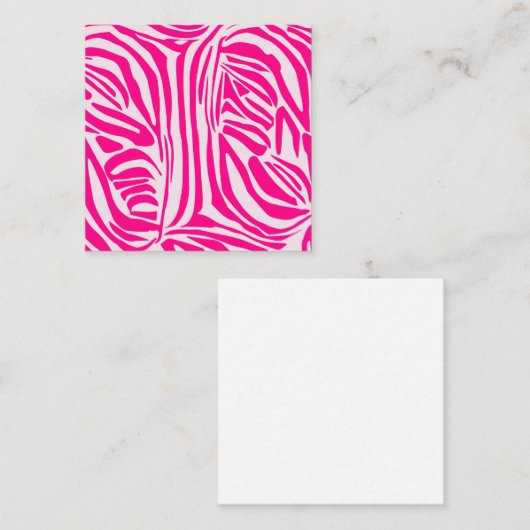 Roze zebra print vierkante visitekaartje (Voorkant / Achterkant)