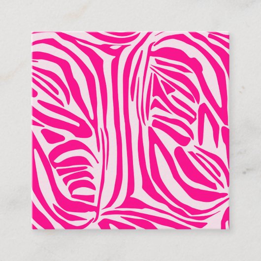 Roze zebra print vierkante visitekaartje (Voorkant)