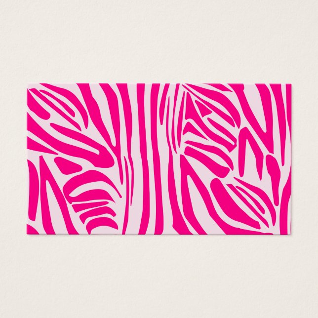 Roze zebra print visitekaartje (Voorkant)